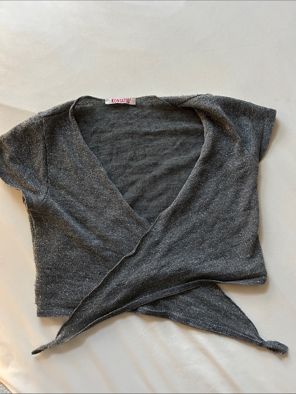 Women's Metallic Gray cross over top Kontatto Italy rare